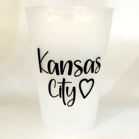 20 oz Frosted Stadium Cup Kansas City with Heart BLACK Imprint