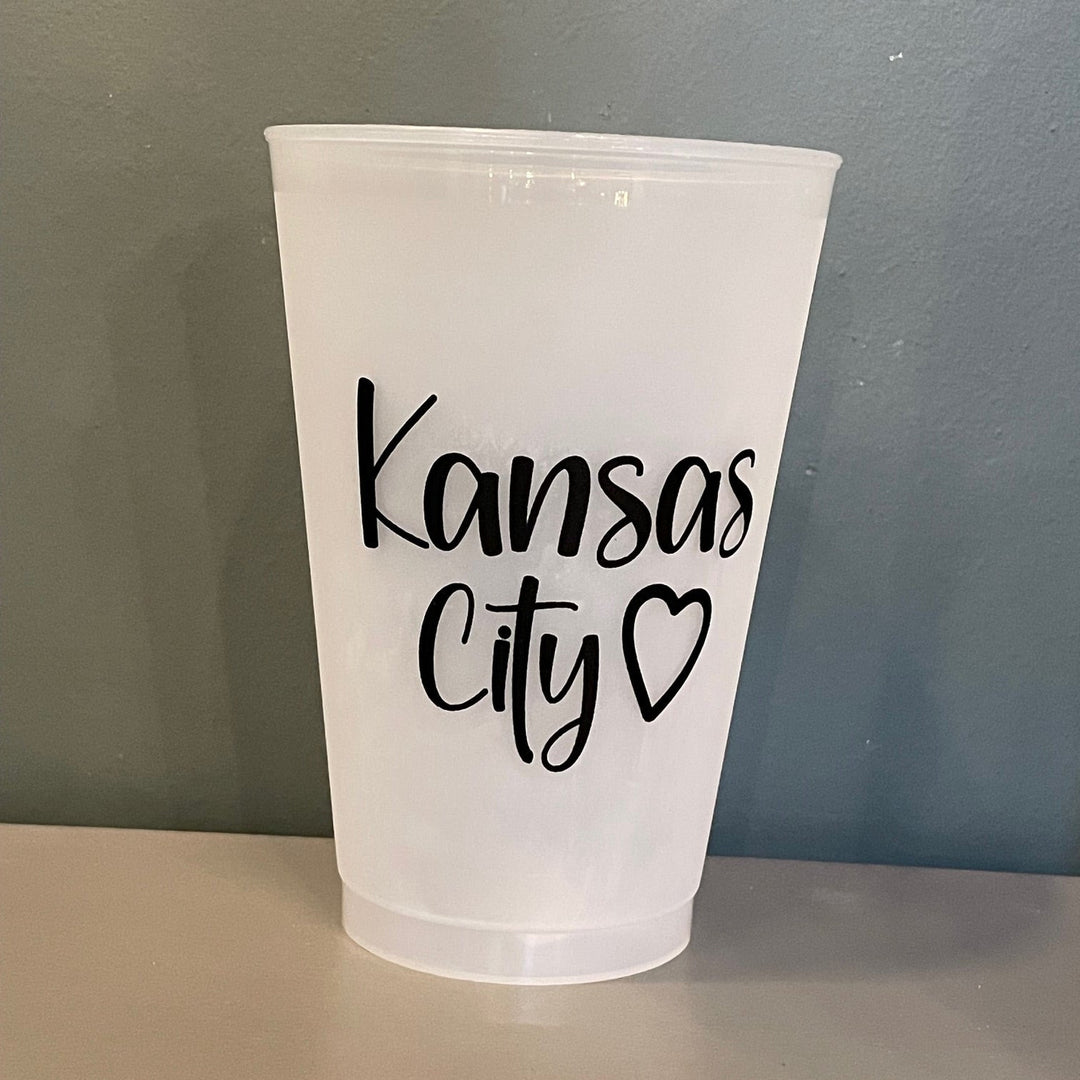 20 oz Frosted Stadium Cup Kansas City with Heart BLACK Imprint