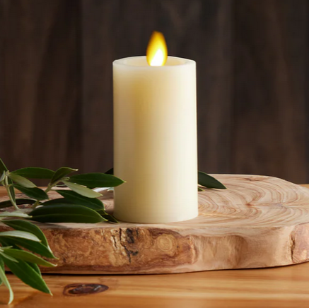 2 x 4.5 Inch Ivory Wax Slim Indoor Pillar Luminara Candle Remote Ready