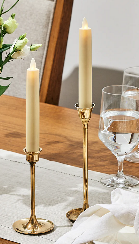 1 x 6 Inch Ivory Wax Taper Luminara Candles Set of 2 Remote Ready