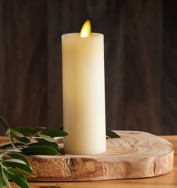 2 x 6.1 Inch Ivory Wax Slim Indoor Pillar Luminara Candle Remote Ready