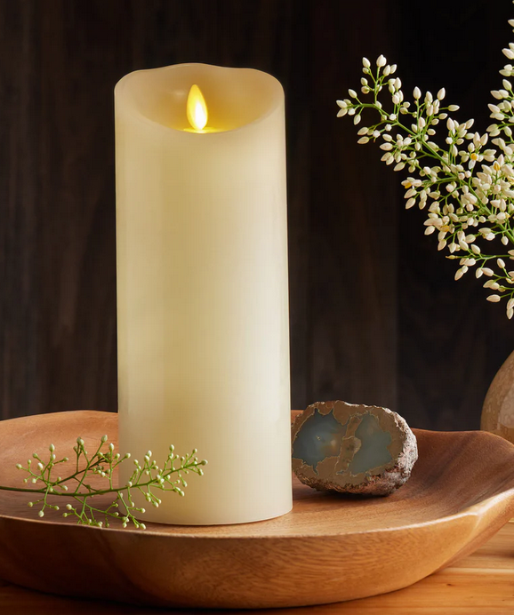 3 x 8.5 Inch Ivory Wax Indoor Pillar Luminara Candle Remote Ready