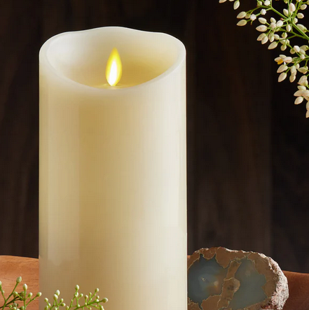 3.5 x 7.5 Inch Ivory Wax Indoor Pillar Luminara Candle Remote Ready