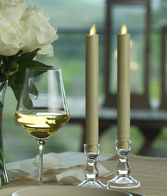 1 x 9.5 Inch Ivory Wax Taper Luminara Candles Set of 2 Remote Ready