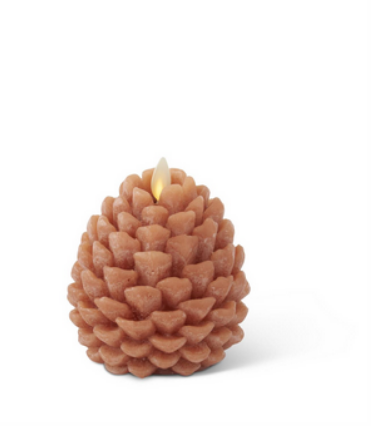 4.5 Inch Light Brown Wax Pinecone Luminara Indoor Candle