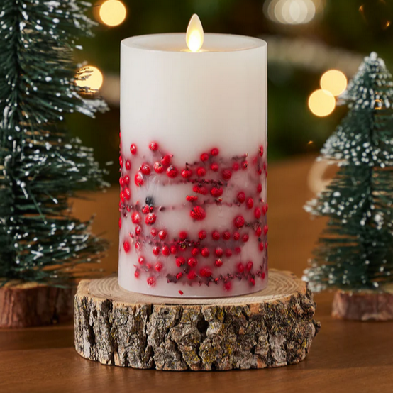 3.5" x 6.5" White Wax Berry Indoor Pillar Luminara Candle Remote