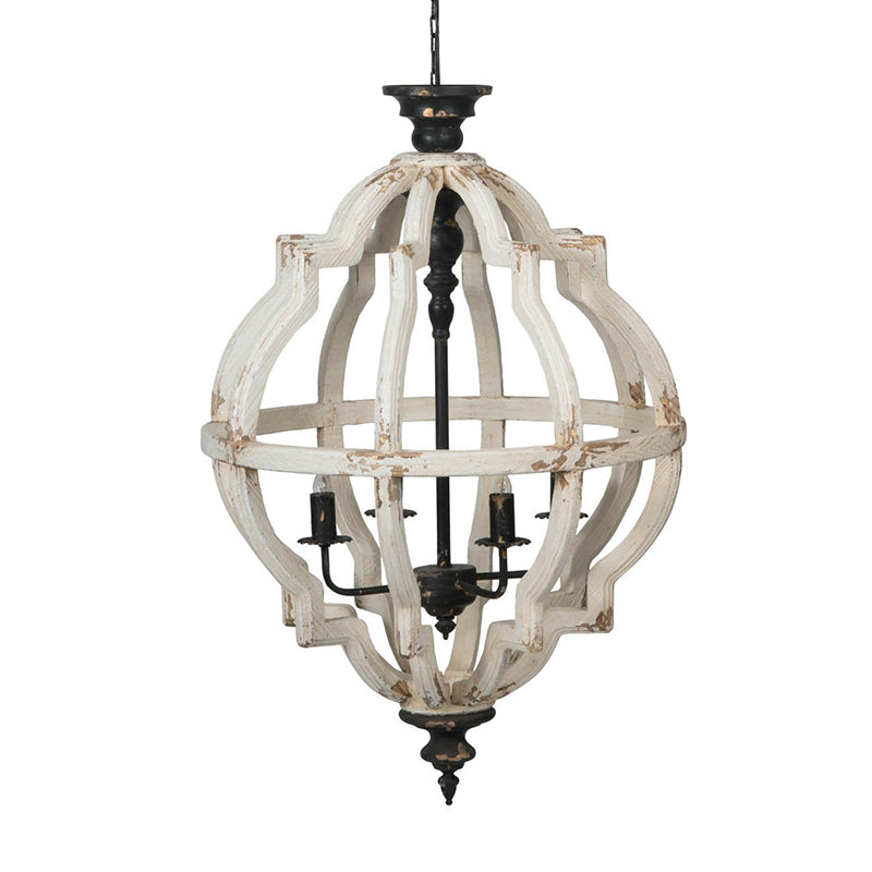 Distressed white finish Chandelier 23.6" x 35"