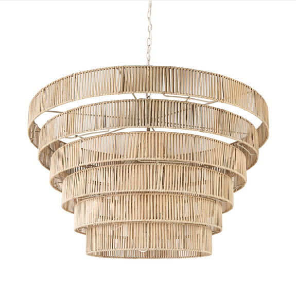 Natural Cane Tiered Chandelier