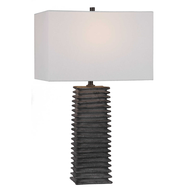 Charcoal Ribbed Table Lamp