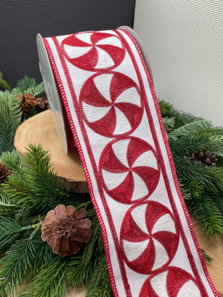 4" Peppermint Wired Ribbon