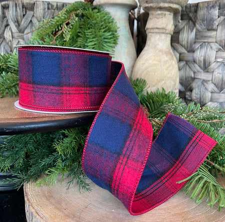 2.5" x 10 YDS Red Plaid Ribbon