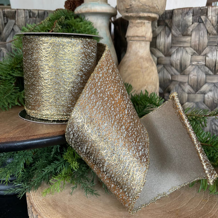 4" x 10 YDS Rayon Gold Webbing Ribbon