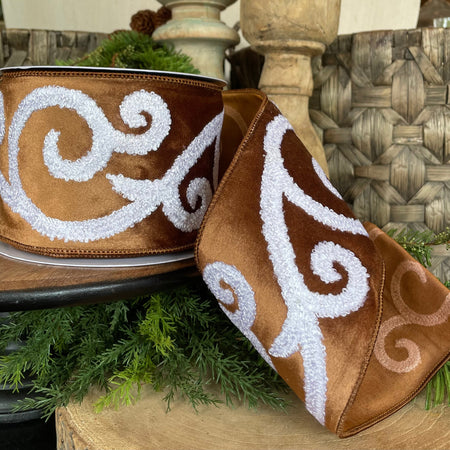 4" x 10 YDS Gingerbread Velvet Ribbon