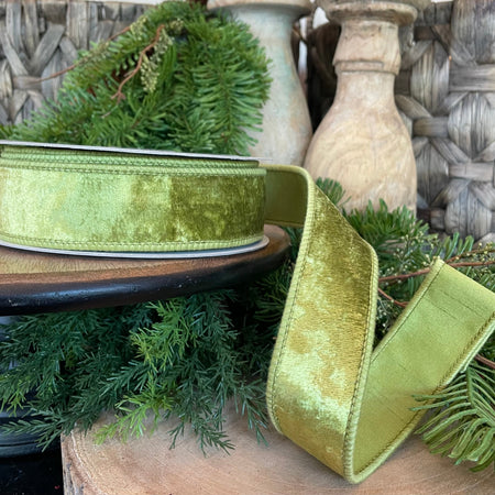 1.5" x 10 YDS Apple Green Velvet Ribbon