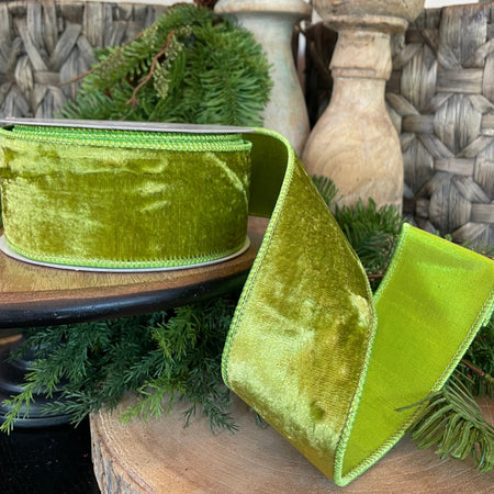 2.5" x 10 YDS Apple Green Velvet Ribbon