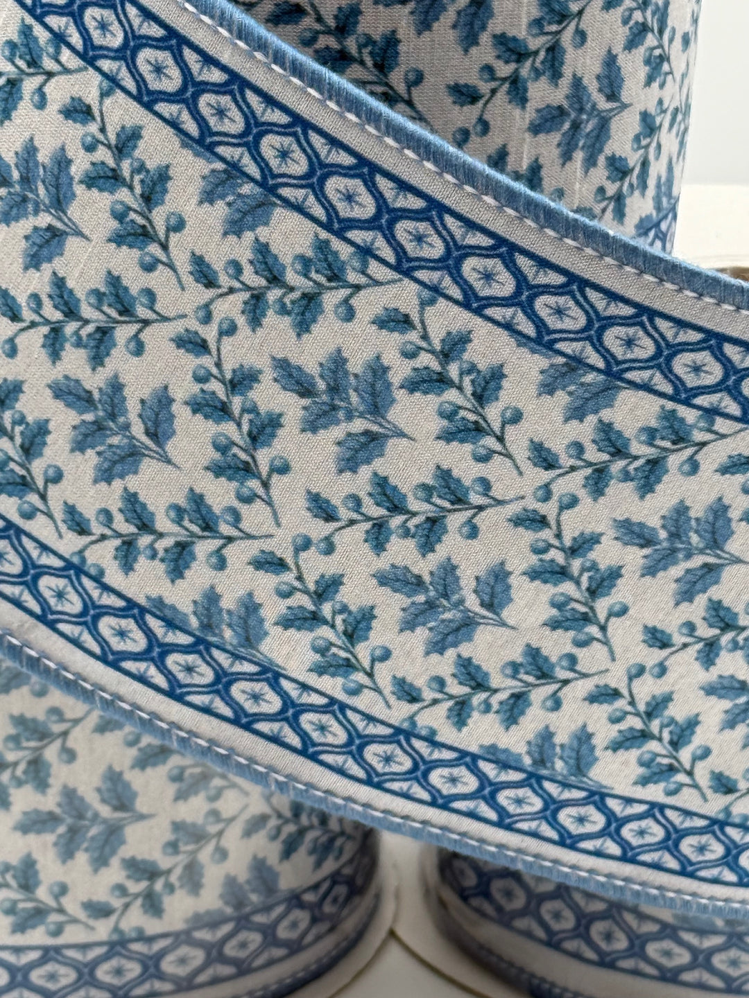 4” x 5 YDS Blue Floral Ribbon