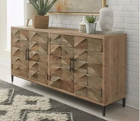 Reclaimed Pine Chevron Pattern Sideboard