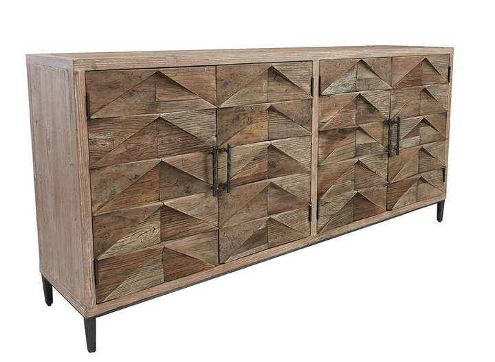 Reclaimed Pine Chevron Pattern Sideboard