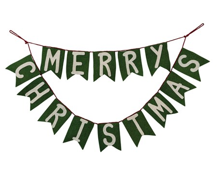 Handmade Wool Felt Banner "Merry Christmas"