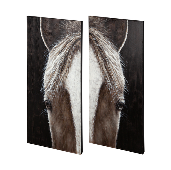 Equus Diptych 60x60 Horse Original Hand Painted on Wood Oil Painting