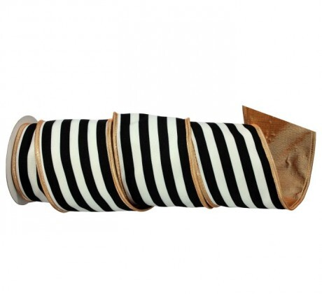 4" x 5 YDS Cotton w/Lame Stripe Ribbon