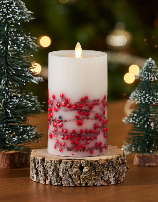 3.5" x 6.5" White Wax Berry Indoor Pillar Luminara Candle Remote