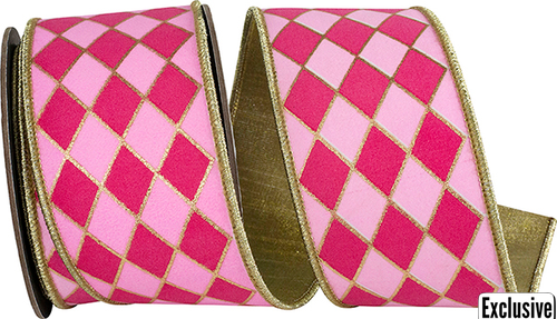 2 1/2" Fuchsia Pink Diamond Print Ribbon