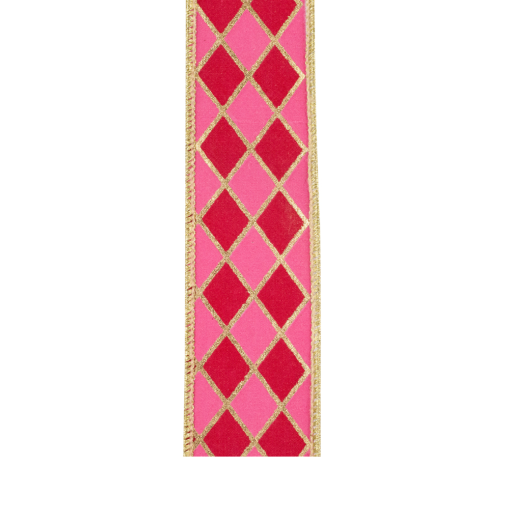 1/2" Fuchsia & Pink Diamond Print Ribbon