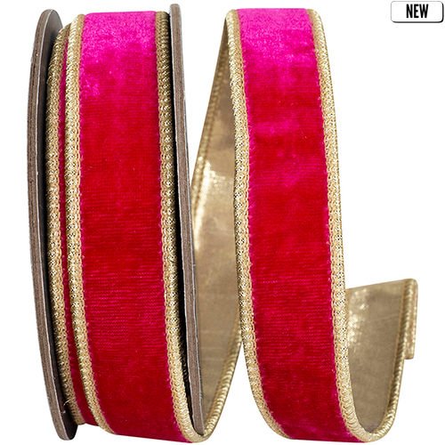 1" Ruby Velvet Metallic Back Wired Ribbon
