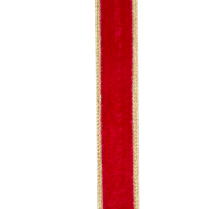 1" Ruby Velvet Metallic Back Wired Ribbon