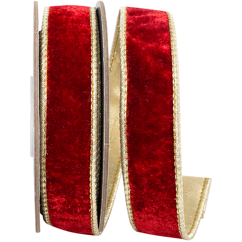 1" Red & Gold Velvet Ribbon