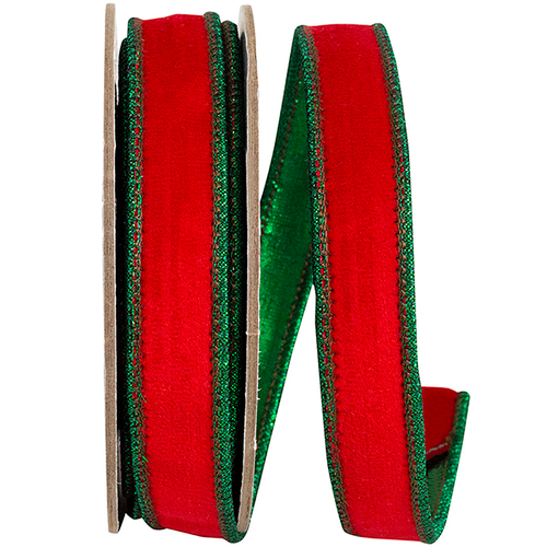 7/8" Red & Green Velvet Ribbon