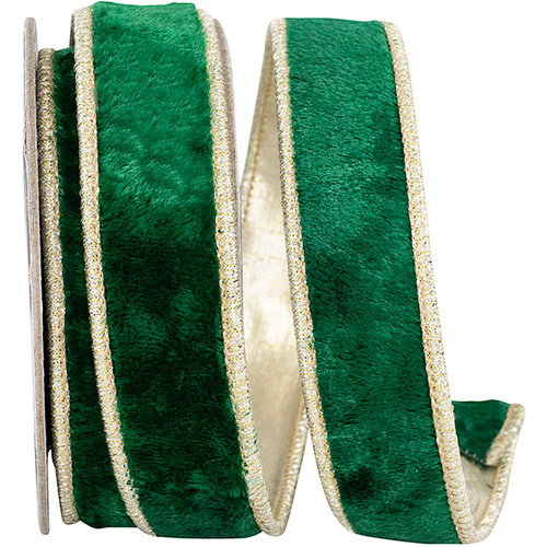 1" Holiday Green Velvet Ribbon