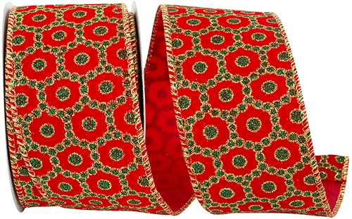 2 1/2" Roccoco Red & Green Ribbon