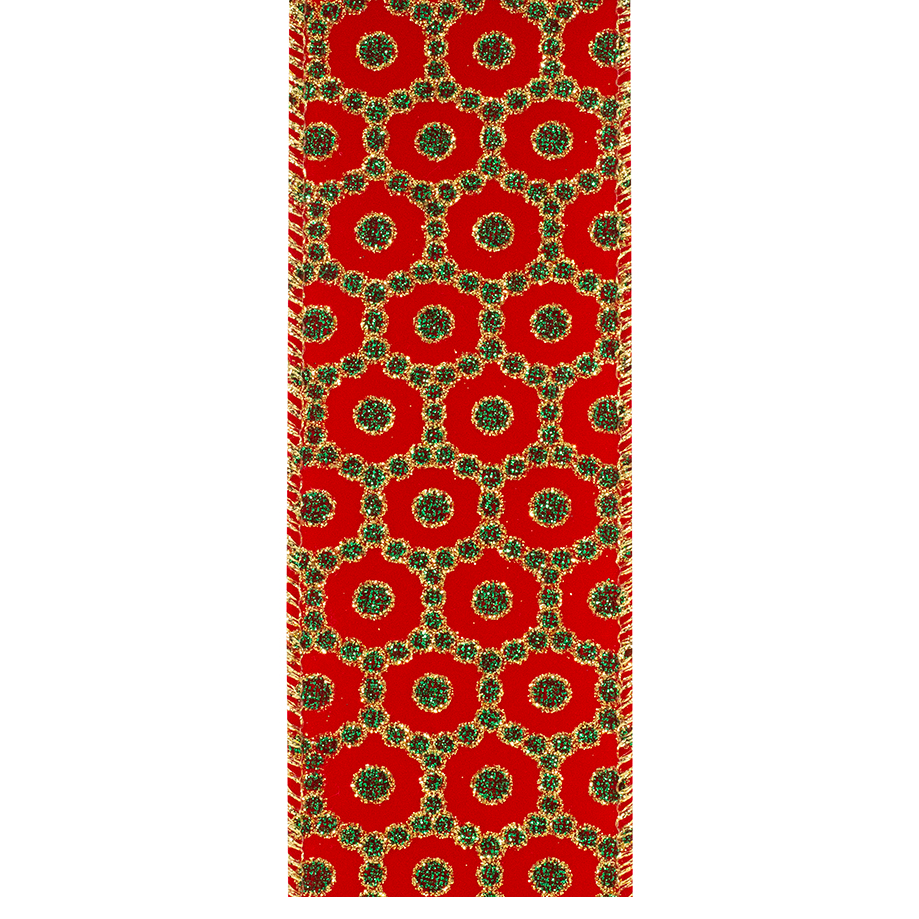 2 1/2" Roccoco Red & Green Ribbon