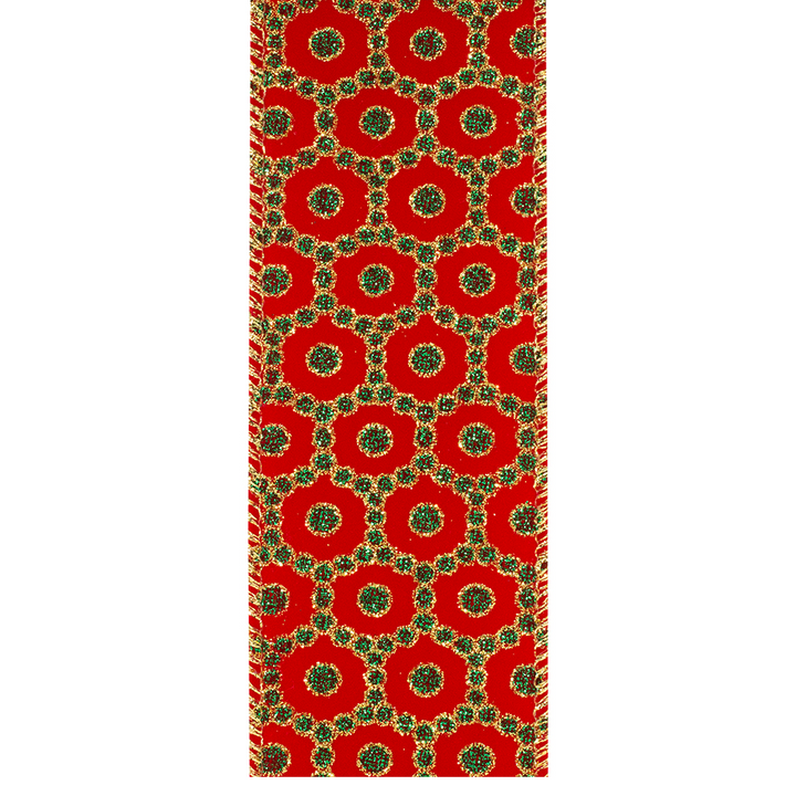 2 1/2" Roccoco Red & Green Ribbon