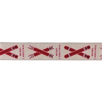2.5" x 10 YDS Merry Christmas w/Red Ski Ribbon