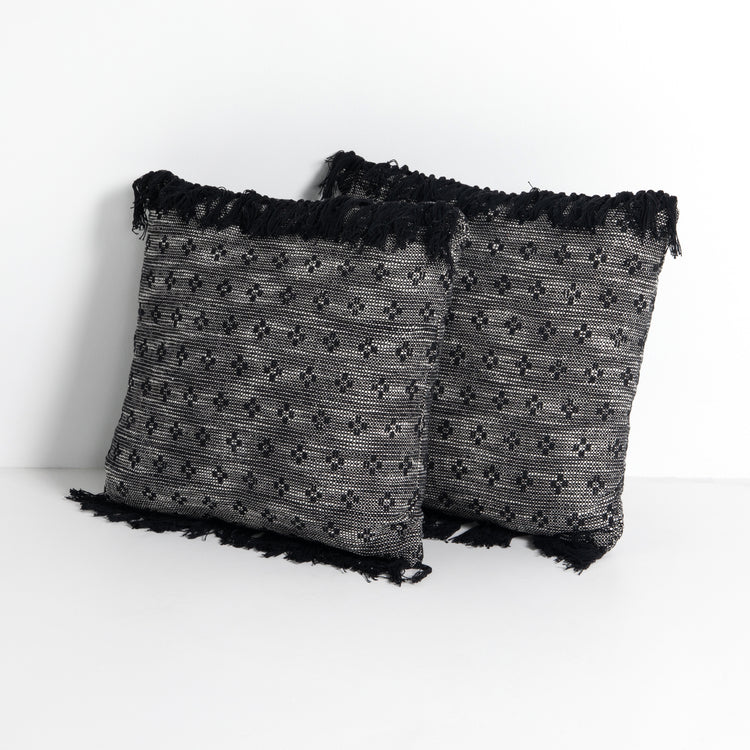 Dakota Black Stitch Fringe Pillows Set of 2
