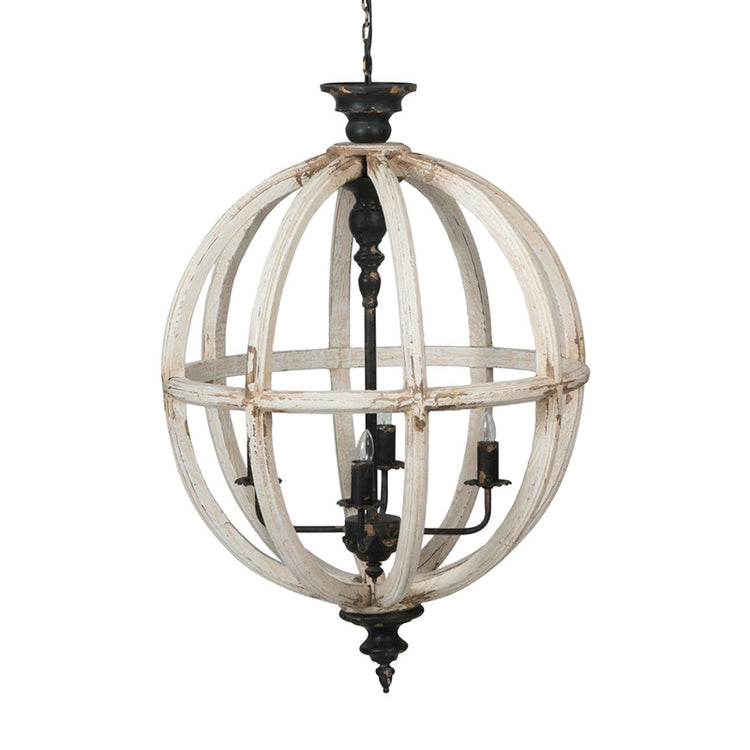 Distressed White Orb Chandelier
