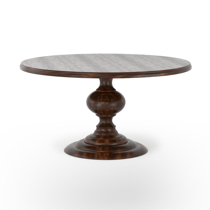 Round Dark Oak Dining Table