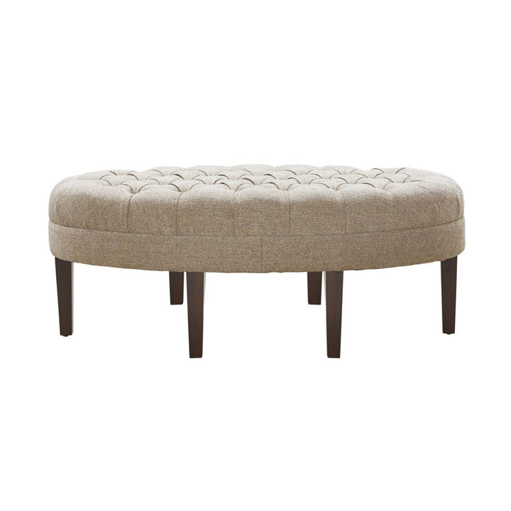 Oval Button Tufted Ottoman