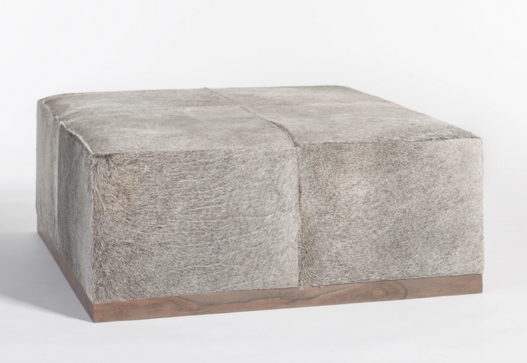 Frosted Hide Square Ottoman