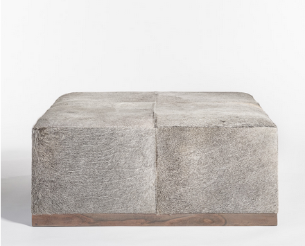 Frosted Hide Square Ottoman