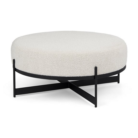 White Boucle Ottoman