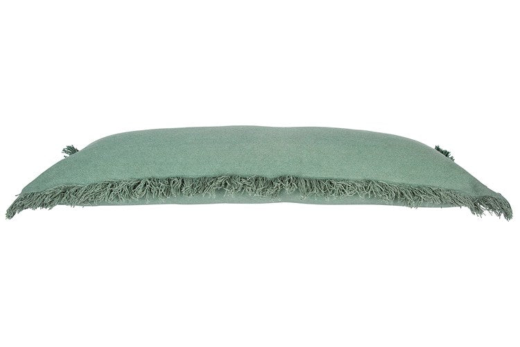 Green Cotton Pillow w/ Fringe