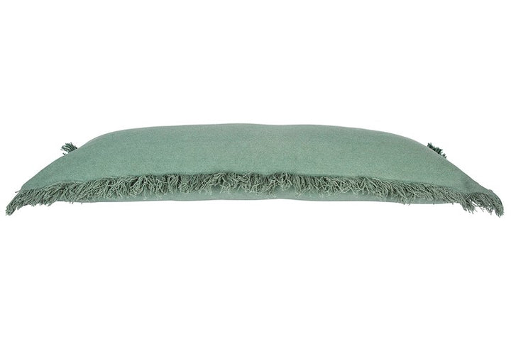 Green Cotton Pillow w/ Fringe