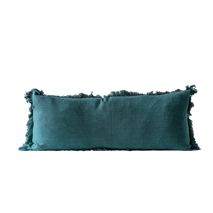 Green Cotton Pillow w/ Fringe