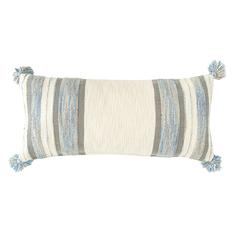 Blue & Gray Striped Lumbar Pillow