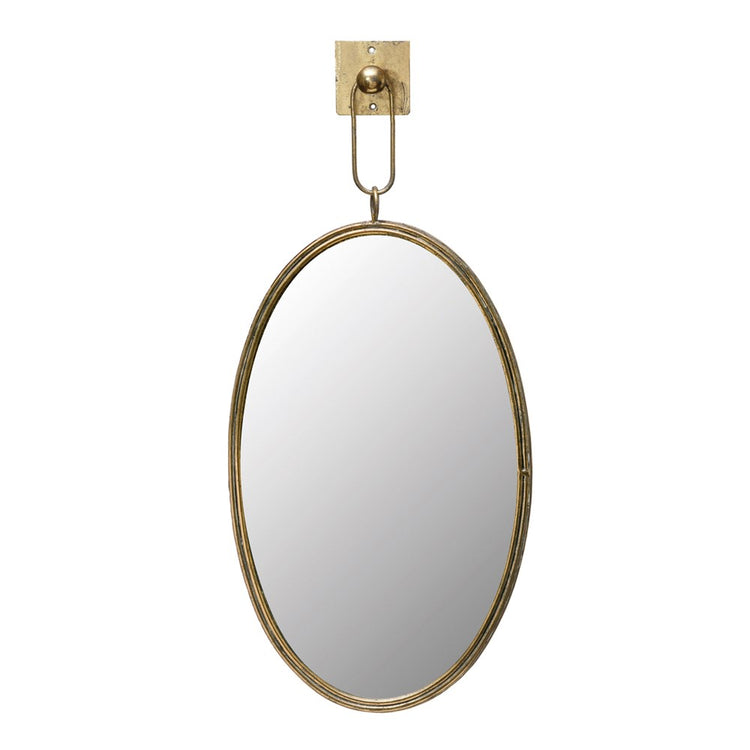 Hanging Gold Oval Mirror